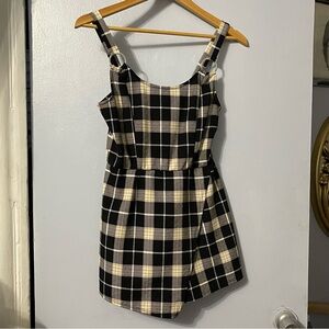 Plaid Black and Cream Women's skort dress and shorts